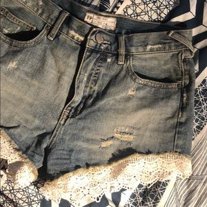FP Lace Denim Shorts
